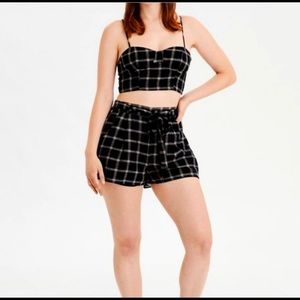 American Eagle Outfitters plaid corset and shorts set